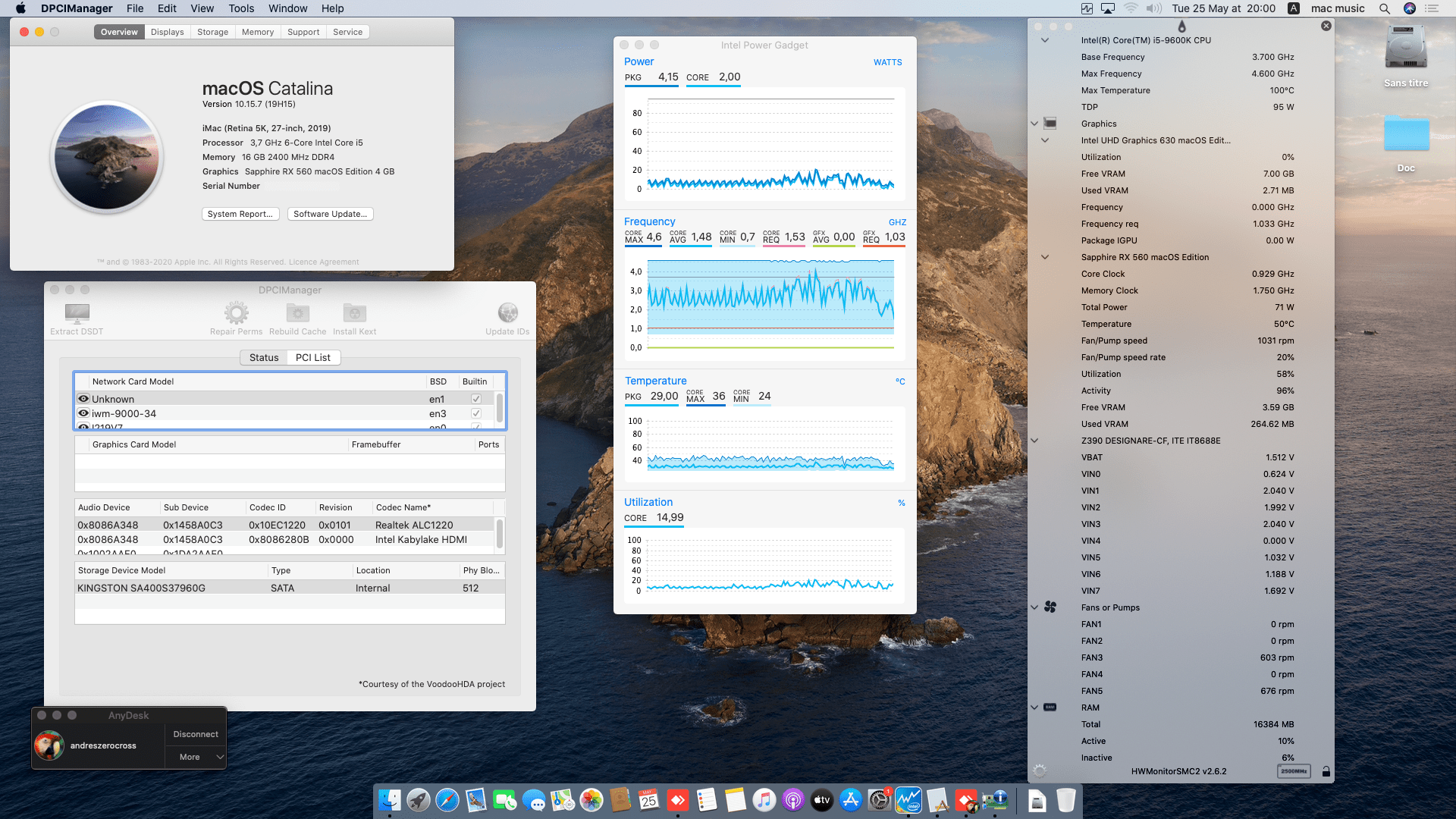 Success Hackintosh macOS Catalina 10.15.7 Build 19H15 in Gigabyte Z390 Designare + Intel Core i5 9600K + Sapphire RX 560